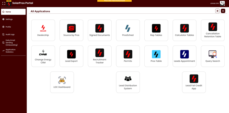 SolarPros Portal interface